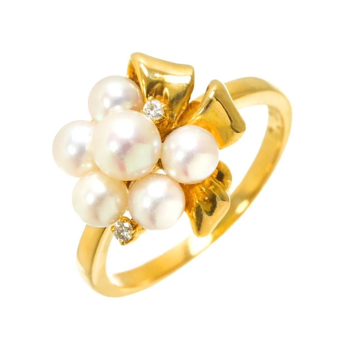 TASAKI AKOYA PEARL DIAMOND RING 18K: TASAKI Akoya Pearl Diamond Ring 18K Brand: TASAKI Type: Ring Material: 18K Yellow Gold Main Stone Pearl Color: Yellow Gold Size: 6.75(US) Accessories: None Accessories Notice: When purchas