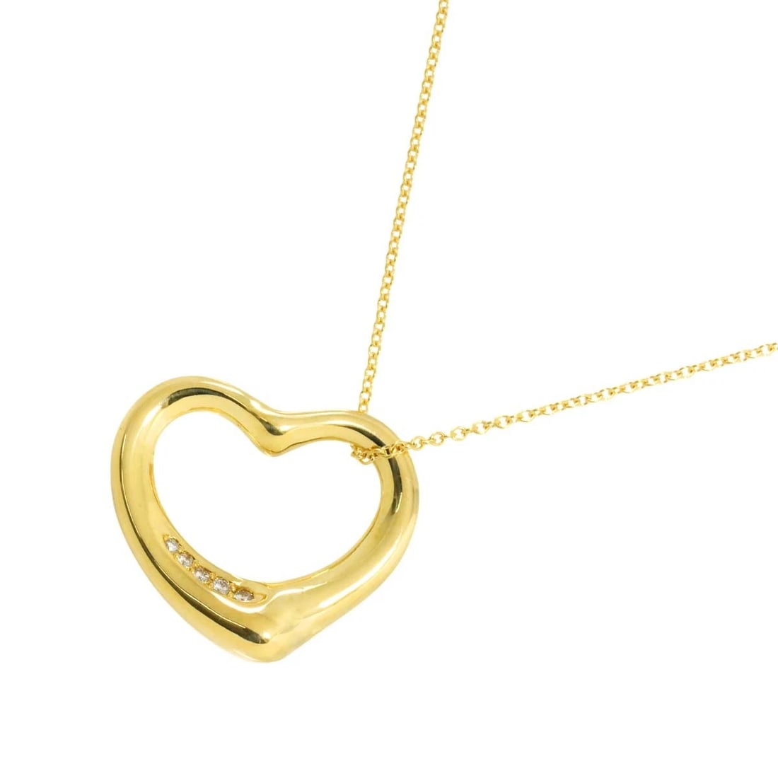 TIFFANY CO. OPEN HEART DIAMOND NECKLACE: TIFFANY Co. Open Heart Diamond Necklace Brand: TIFFANY Co. Type: Necklace Material: 18K Yellow Gold Main Stone Natural Color: Yellow Gold Size: internal circumference of the chain:15.7inch Top