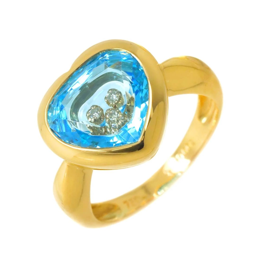 BLUE TOPAZ DIAMOND RING 18K YG 750 (1 of 6)