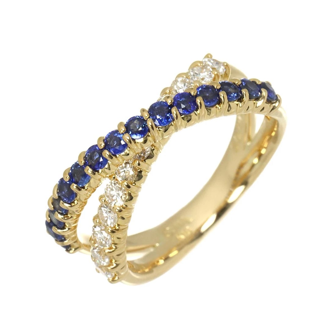 SUWA SAPPHIRE DIAMOND RING: SUWA Sapphire Diamond Ring Brand: SUWA Type: Ring Material: 18K Yellow Gold Main Stone Sapphire Color: Yellow Gold Size: 6(US) Accessories: None Accessories Notice: When purchasing pre-owned