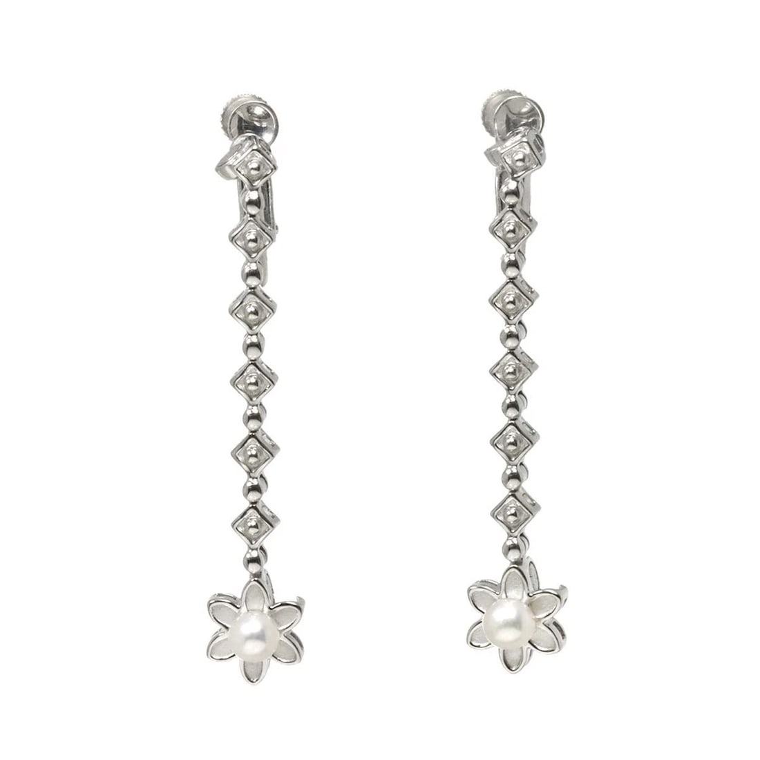 TASAKI BABY PEARL EARRINGS: TASAKI Baby Pearl Earrings Brand: TASAKI Type: Earrings Material: 18K White Gold Main Stone Pearl Color: White Gold Size: W 8.3 x H40.5mm Accessories: None Accessories Notice: When purchasing