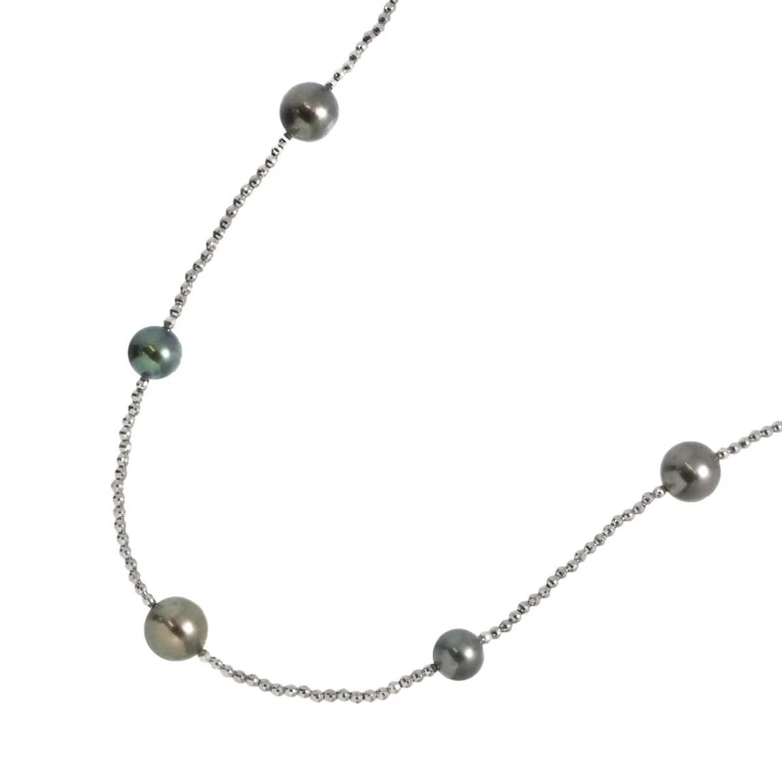 BLACK PEARL NECKLACE 18K K18 WG WHITE GOLD 750 (1 of 4)
