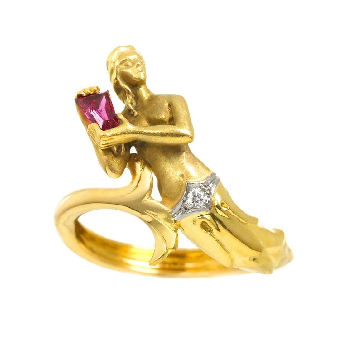 CARRERA Y CARRERA RUBY DIAMOND RING: Carrera y Carrera Ruby Diamond Ring Brand: Carrera y Carrera Type: Ring Material: 18K Yellow Gold Main Stone Natural Color: Yellow Gold Size: 6-6.25(US) Accessories: None Accessories Notic