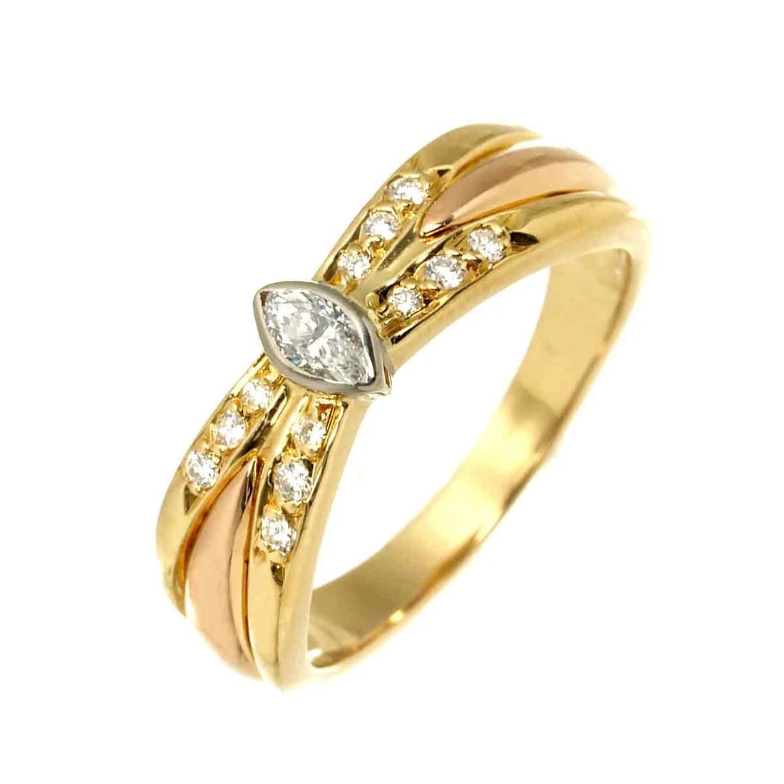 CARTIER DIAMOND RING 18K YG WG PG 750: Cartier Diamond Ring 18K YG WG PG 750 Brand: Cartier Type: Ring Material: 18K Yellow Gold Main Stone Natural Color: Yellow Gold Size: 51/5.5-5.75(US) Accessories: None Accessories Notice: