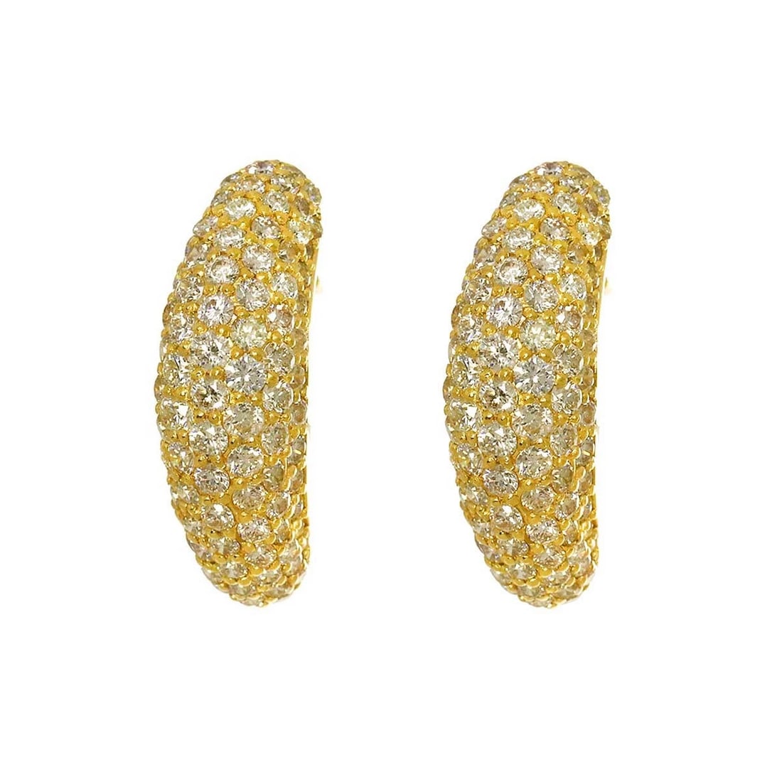 DIAMOND EARRINGS PIERCED 18K YG YELLOW GOLD 750 (1 of 5)