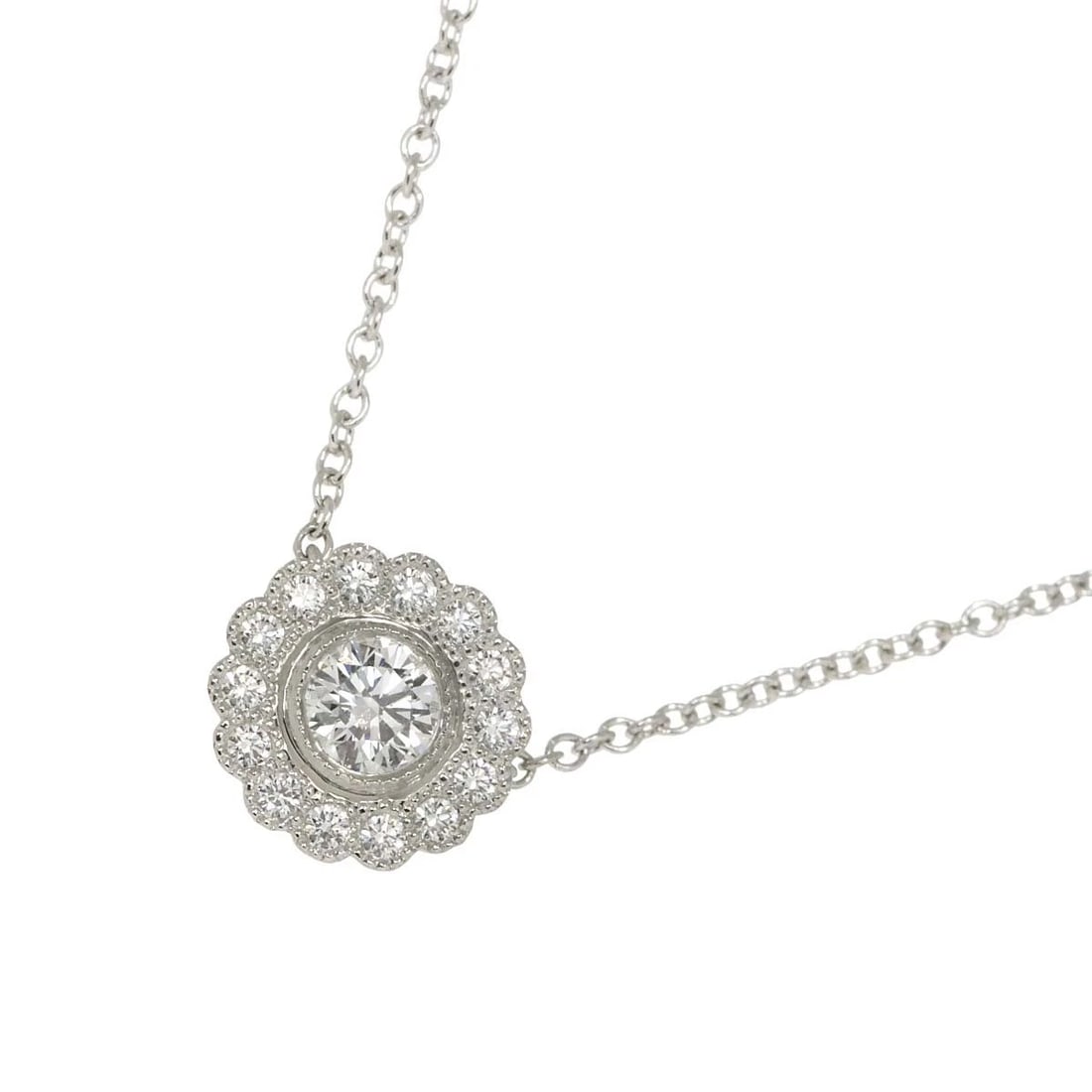 TIFFANY CO. DIAMOND FLOWER MOTIF NECKLACE PT PLATINUM: TIFFANY CO. Diamond Flower motif Necklace Pt Platinum Brand: TIFFANY CO. Type: Necklace Material: PT Platinum Main Stone Natural Color: Platinum Size: internal circumference of the chain: