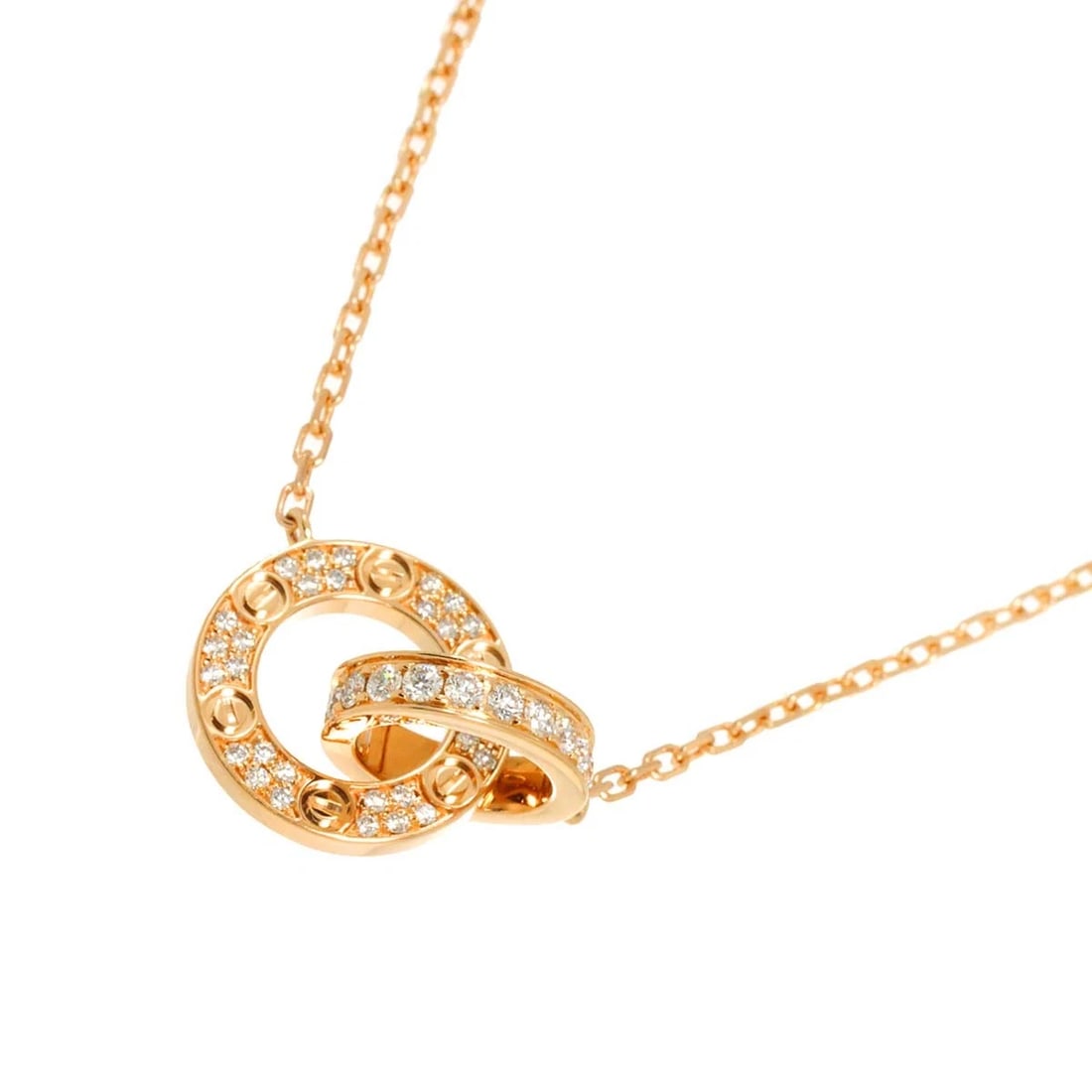 CARTIER LOVE PAVE DIAMOND NECKLACE 18K PG 750: Cartier Love Pave Diamond Necklace 18K PG 750 Brand: Cartier Type: Necklace Material: 18K Pink Gold Main Stone Natural Color: Pink Gold Size: internal circumference of the chain:16.1inch to