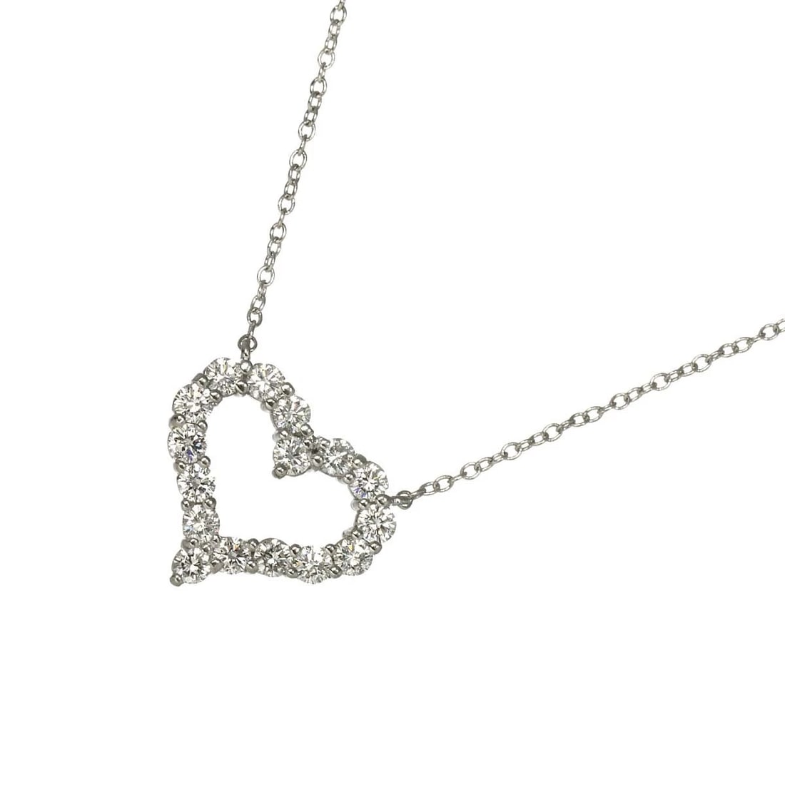 TIFFANY CO. SENTIMENTAL HEART DIAMOND NECKLACE PLATINUM: TIFFANY Co. Sentimental Heart Diamond Necklace Platinum Brand: TIFFANY Co. Type: Necklace Material: Pt Platinum Main Stone Natural Color: Platinum Size: internal circumference of the