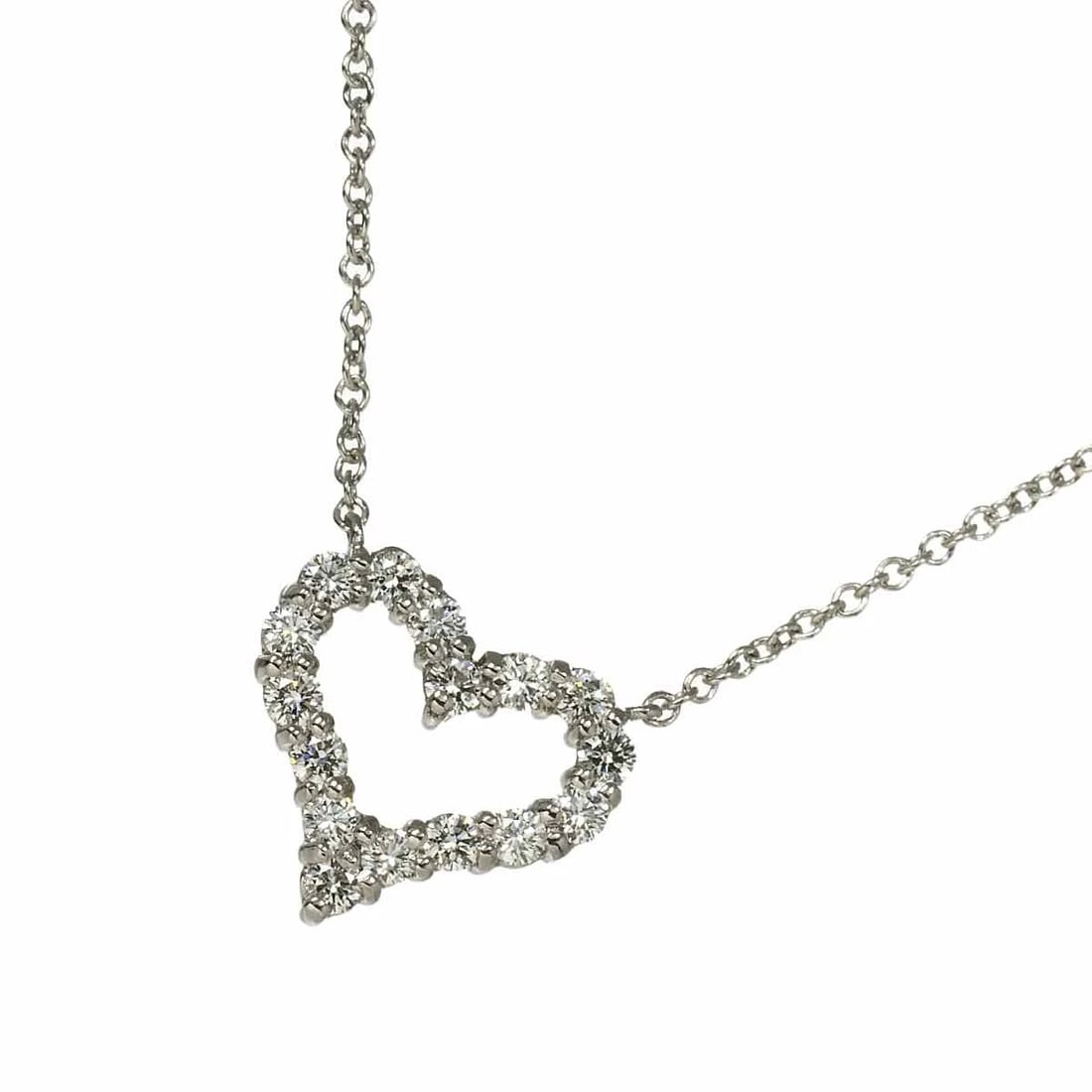 TIFFANY CO. SENTIMENTAL HEART DIAMOND NECKLACE PLATINUM: TIFFANY Co. Sentimental Heart Diamond Necklace Platinum Brand: TIFFANY Co. Type: Necklace Material: Pt Platinum Main Stone Natural Color: Platinum Size: internal circumference of the