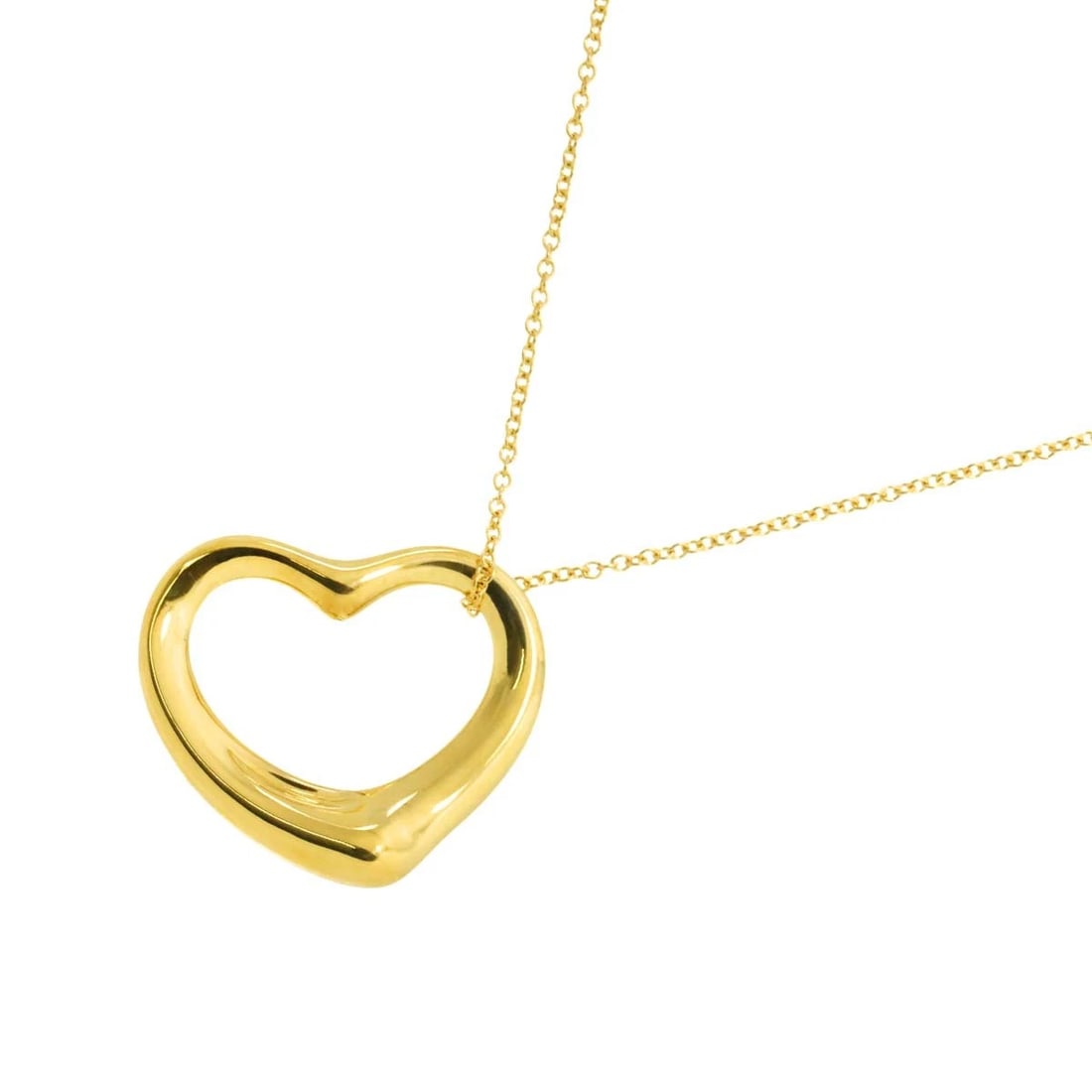 TIFFANY CO. OPEN HEART NECKLACE 18K YELLOW GOLD 750: TIFFANY Co. Open Heart Necklace 18K Yellow Gold 750 Brand: TIFFANY Co. Type: Necklace Material: 18K Yellow Gold Color: Yellow Gold Size: internal circumference of the chain:15.7inch Top Charm(max)