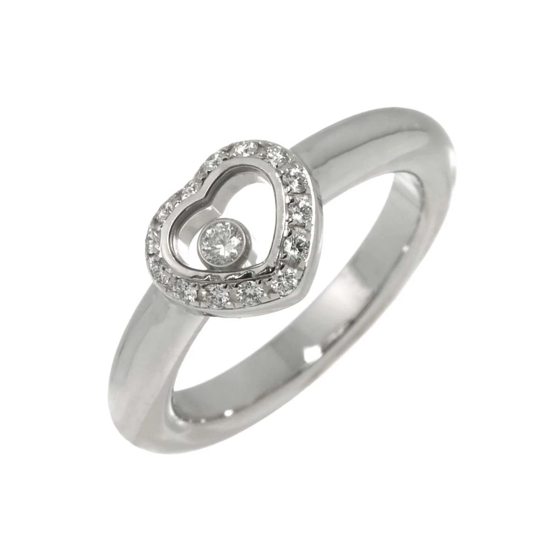 CHOPARD HAPPY DIAMOND HEART RING 18K WHITE GOLD 750 (1 of 5)