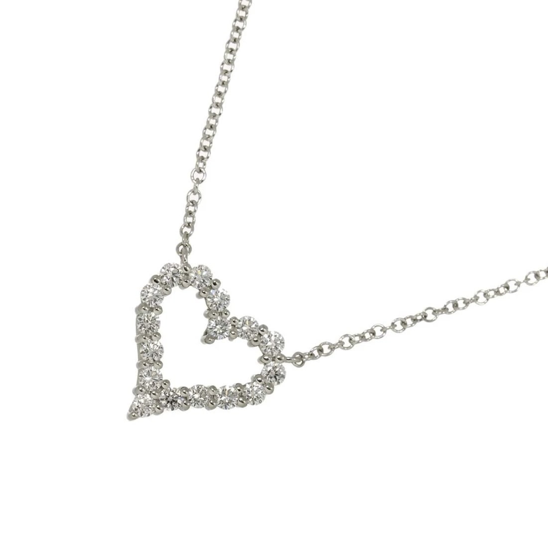 TIFFANY CO. SENTIMENTAL HEART DIAMOND NECKLACE PLATINUM: TIFFANY Co. Sentimental Heart Diamond Necklace Platinum Brand: TIFFANY Co. Type: Necklace Material: Pt Platinum Main Stone Natural Color: Platinum Size: internal circumference of the chain:15.7inc