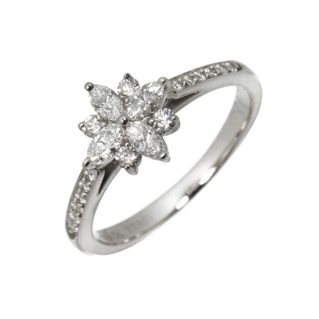 TIFFANY CO. VICTORIA DIAMOND RING PLATINUM: TIFFANY Co. Victoria Diamond Ring Platinum Brand: TIFFANY Co. Type: Ring Material: Pt Platinum Main Stone Natural Color: Platinum Size: 5.5-5.75(US) Accessories: None Accessories Notice: W