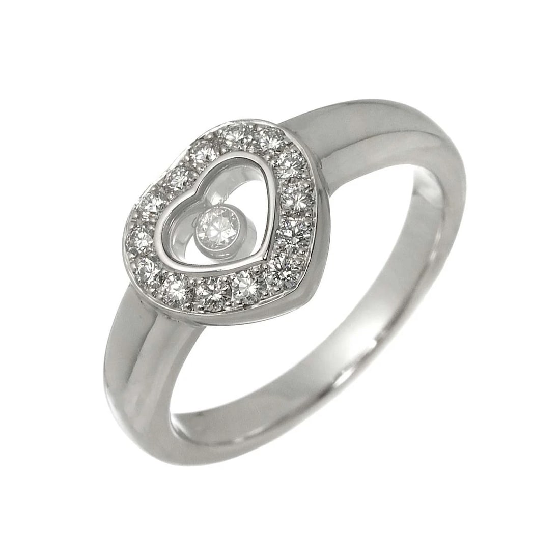 CHOPARD HAPPY DIAMOND HEART RING 18K WHITE GOLD 750 (1 of 4)