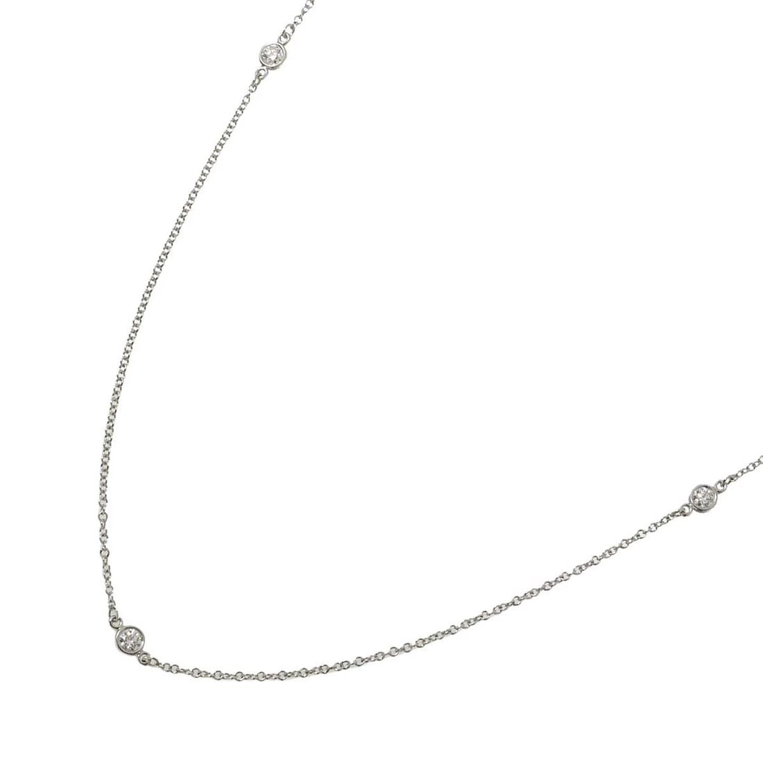 TIFFANY CO. BY THE YARD DIAMOND 5P NECKLACE PLATINUM: TIFFANY Co. By The Yard Diamond 5P Necklace Platinum Brand: TIFFANY Co. Type: Necklace Material: Pt Platinum Main Stone Natural Color: Platinum Size: internal circumference of the chain: 16.1inch