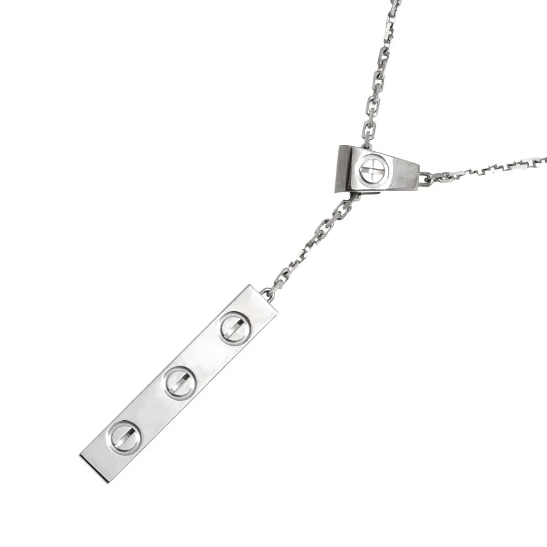 CARTIER LOVE PLATE NECKLACE 18K WHITE GOLD 750: Cartier Love Plate Necklace 18K White Gold 750 Brand: Cartier Type: Necklace Material: 18K White Gold Color: White Gold Size: internal circumference of the chain:18.1inch Top Charm(max):W 5 X H 30