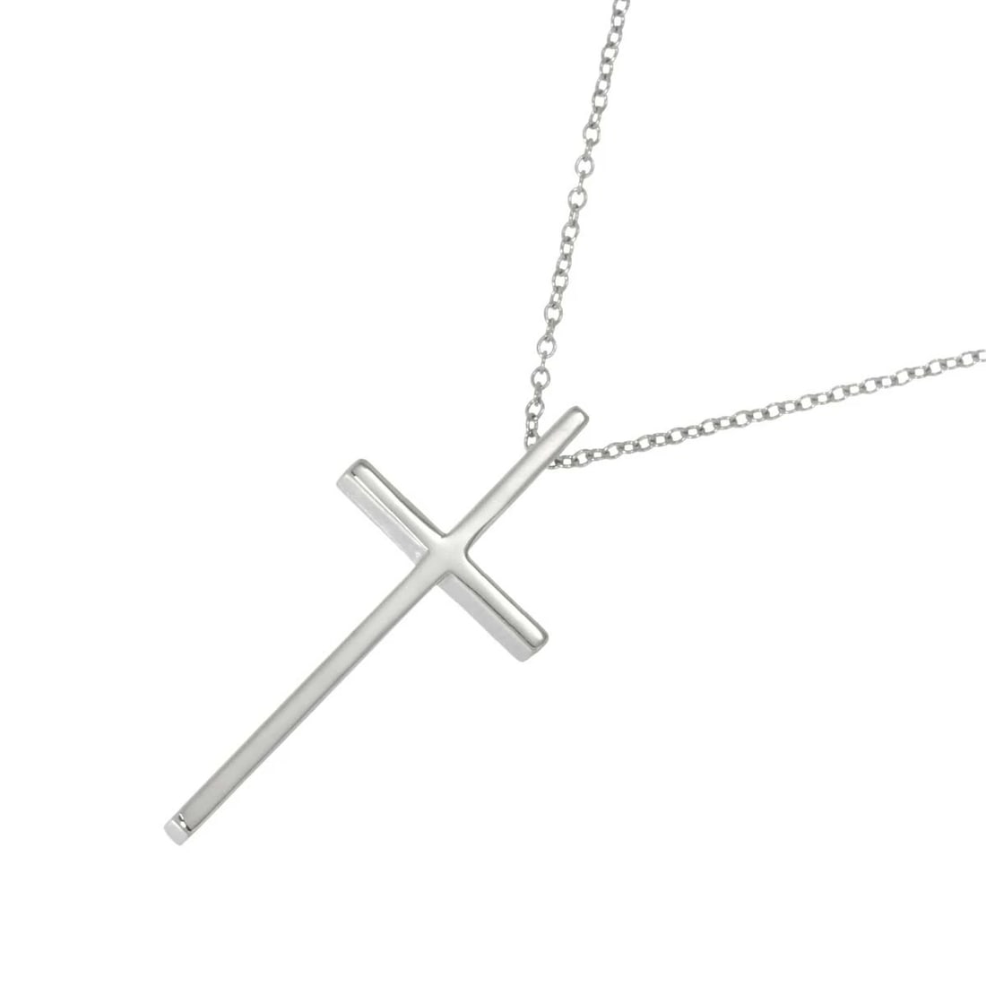 TIFFANY CO. CROSS NECKLACE 18K WHITE GOLD 750 (1 of 4)