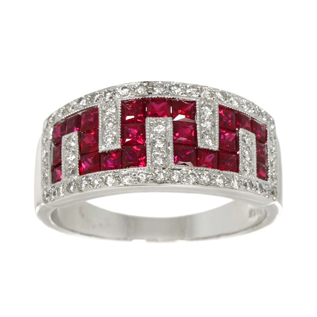 RUBY DIAMOND RING 18K WG 750 - 2