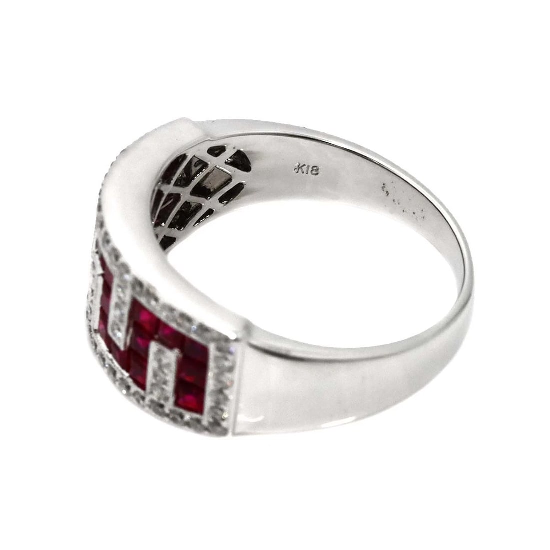 RUBY DIAMOND RING 18K WG 750 - 4