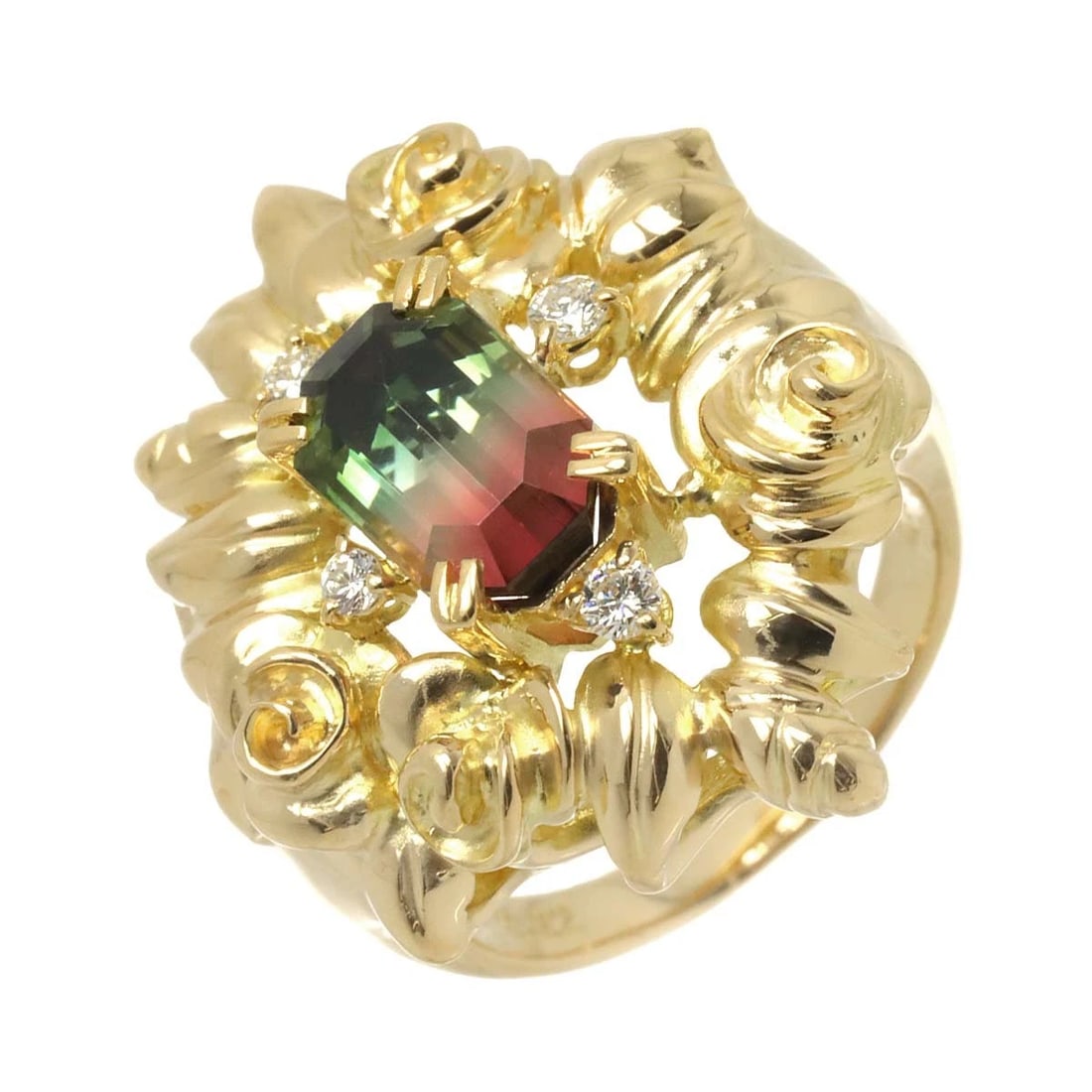 TASAKI TOURMALINE DIAMOND RING 18K YG 750: TASAKI Tourmaline Diamond Ring 18K YG 750 Brand: TASAKI Type: Ring Material: 18K Yellow Gold Main Stone Tourmaline Color: Yellow Gold Size: 6(US) Accessories: None Accessories Notice: When