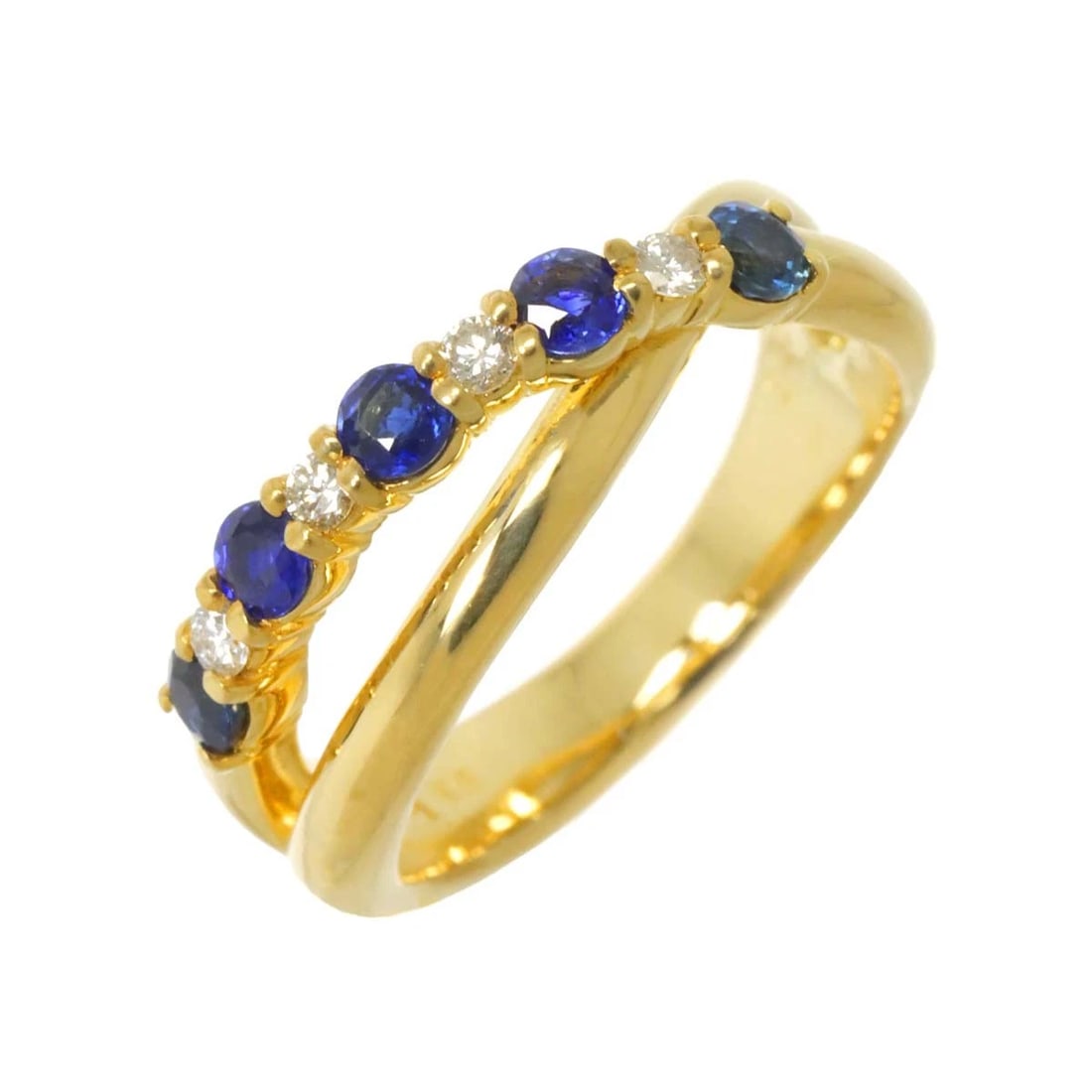 SUWA SAPPHIRE DIAMOND RING 18K YG 750 (1 of 4)