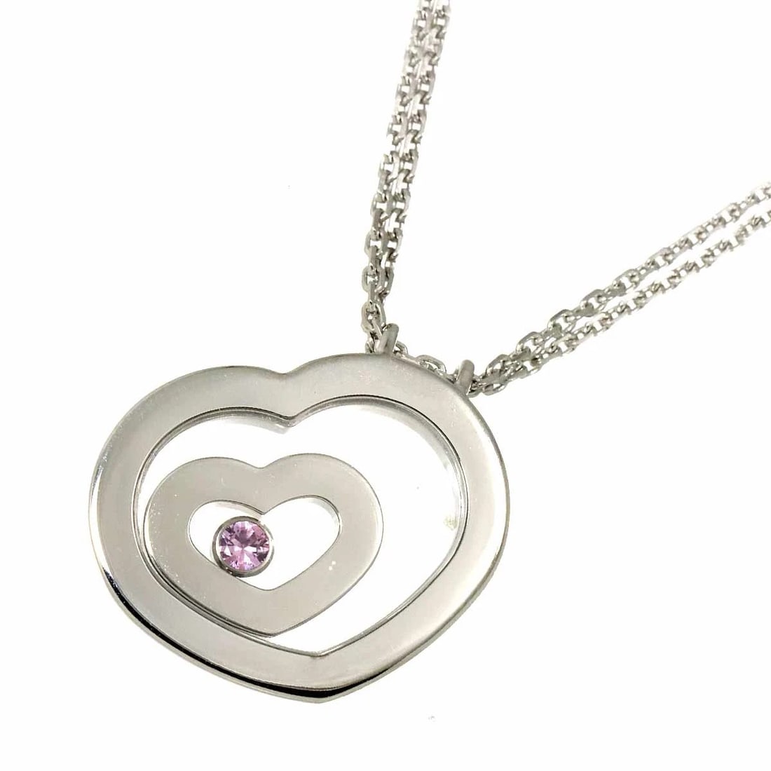 CHOPARD HAPPY SPIRIT HEART SAPPHIRE NECKLACE 18K WHITE GOLD 750 (1 of 5)