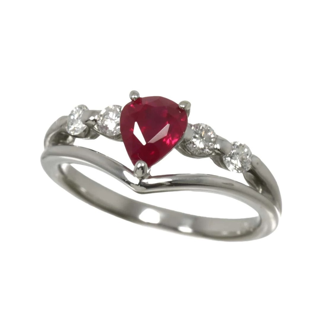 RUBY DIAMOND RING PT PLATINUM - 3