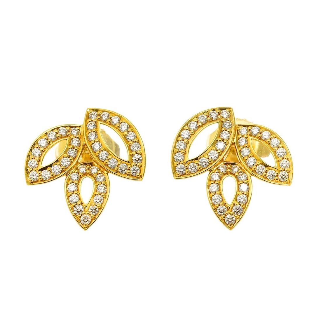 HARRY WINSTON LILY CLUSTER MINI DIAMOND EARRINGS: HARRY WINSTON Lily cluster Mini Diamond Earrings Brand: HARRY WINSTON Type: Earrings Material: 18K Yellow Gold Main Stone Natural Color: Yellow Gold Size: W 12.9 X H 13.4mm Accessories: None