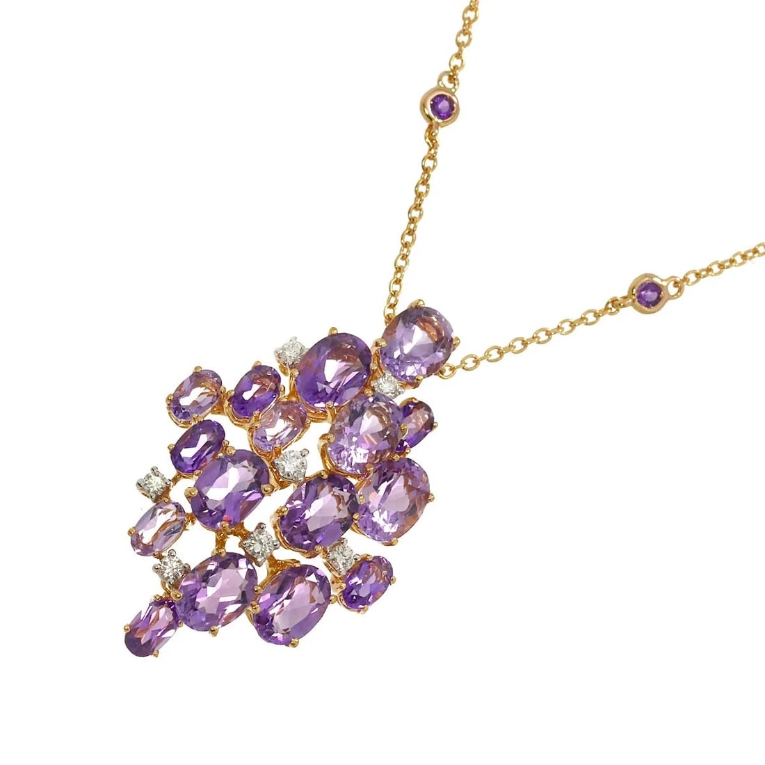 DAMIANI AMETHYST DIAMOND NECKLACE 18K PG 750: DAMIANI Amethyst Diamond Necklace 18K PG 750 Brand: DAMIANI Type: Necklace Material: 18K Pink Gold Main Stone Amethyst Color: Pink Gold Size: internal circumference of the chain: 16.5inch Top Char