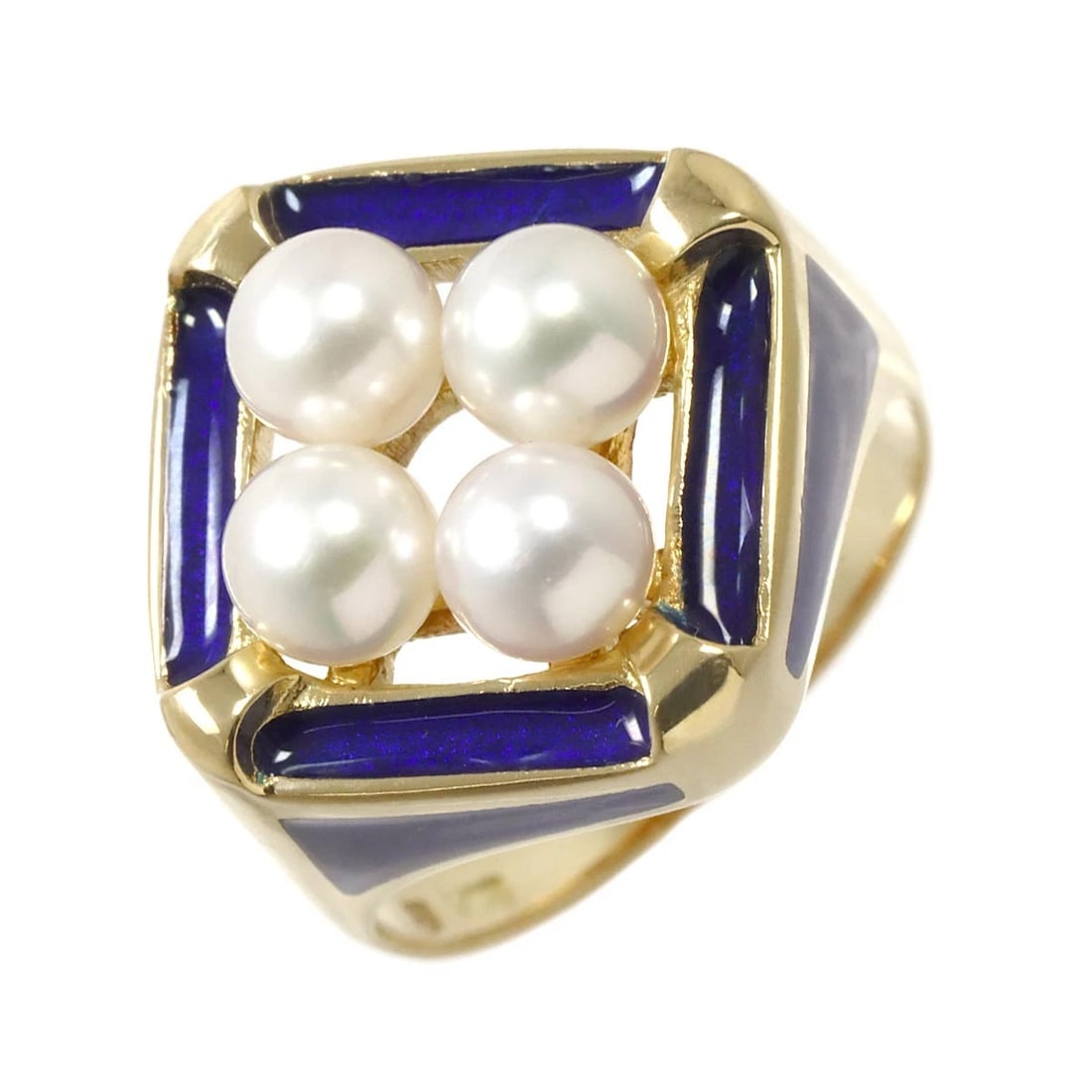 MIKIMOTO AKOYA PEARL ENAMEL RING 18K YG 750: MIKIMOTO Akoya Pearl Enamel Ring 18K YG 750 Brand: MIKIMOTO Type: Ring Material: 18K Yellow Gold Main Stone Akoya Pearl Color: Yellow Gold Size: 5.25(US) Accessories: None Accessories Notice: