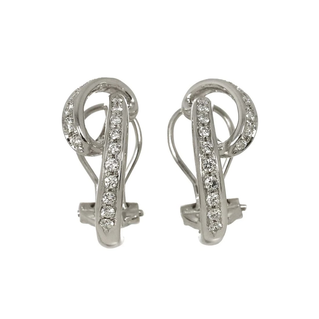 DIAMOND EARRINGS CLIP ON PLATINUM 14K WHITE GOLD (1 of 4)