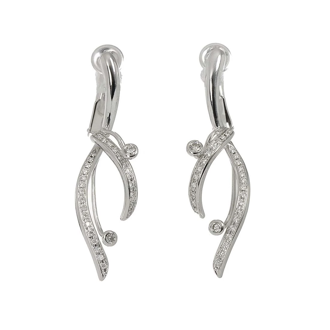 JEUNET DIAMOND EARRINGS CLIP ON 18K 14K WG 750: Jeunet Diamond Earrings Clip on 18K 14K WG 750 Brand: Jeunet Type: Earrings Material: 14K,18K White Gold Main Stone Natural Color: White Gold Size: W11.7 X H41.4 mm Accessories: None Acces