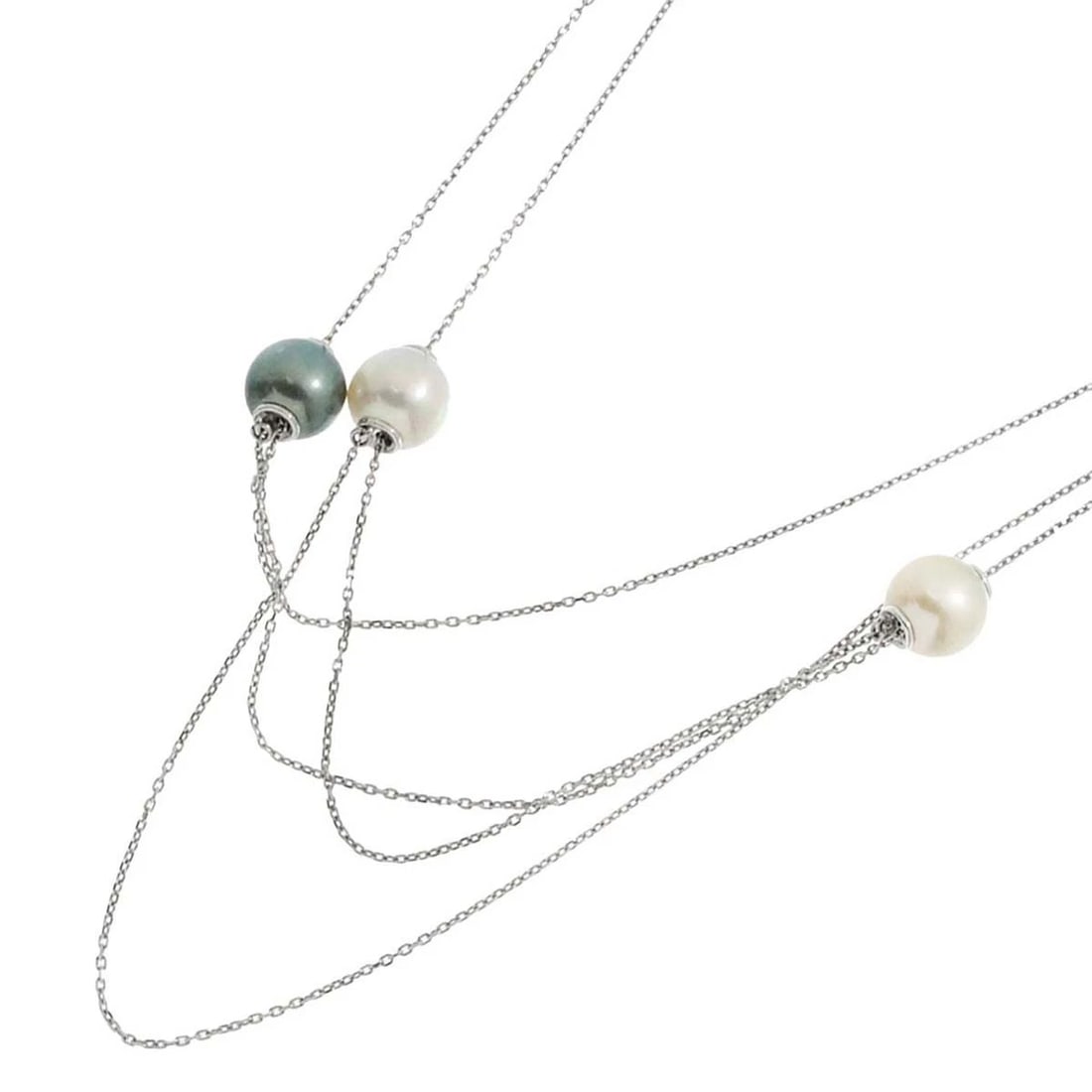 TASAKI SOUTH SEA PEARL BLACK PEARL NECKLACE 18K WG: TASAKI South Sea pearl Black Pearl Necklace 18K WG Brand: TASAKI Type: Necklace Material: SV Main Stone Pearl Color: Silver Size: internal circumference of the chain: 25.6inch