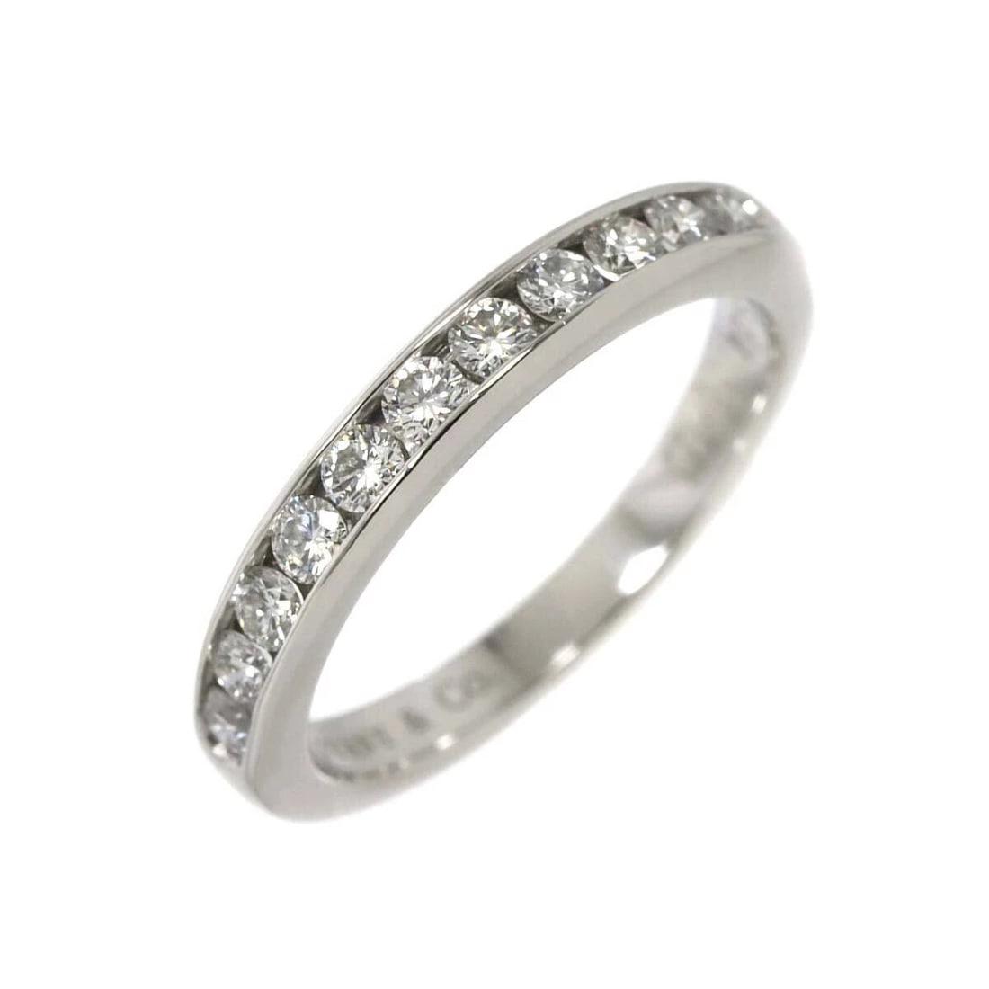 TIFFANY CO. HALF DIAMOND BAND RING PT PLATINUM (1 of 5)