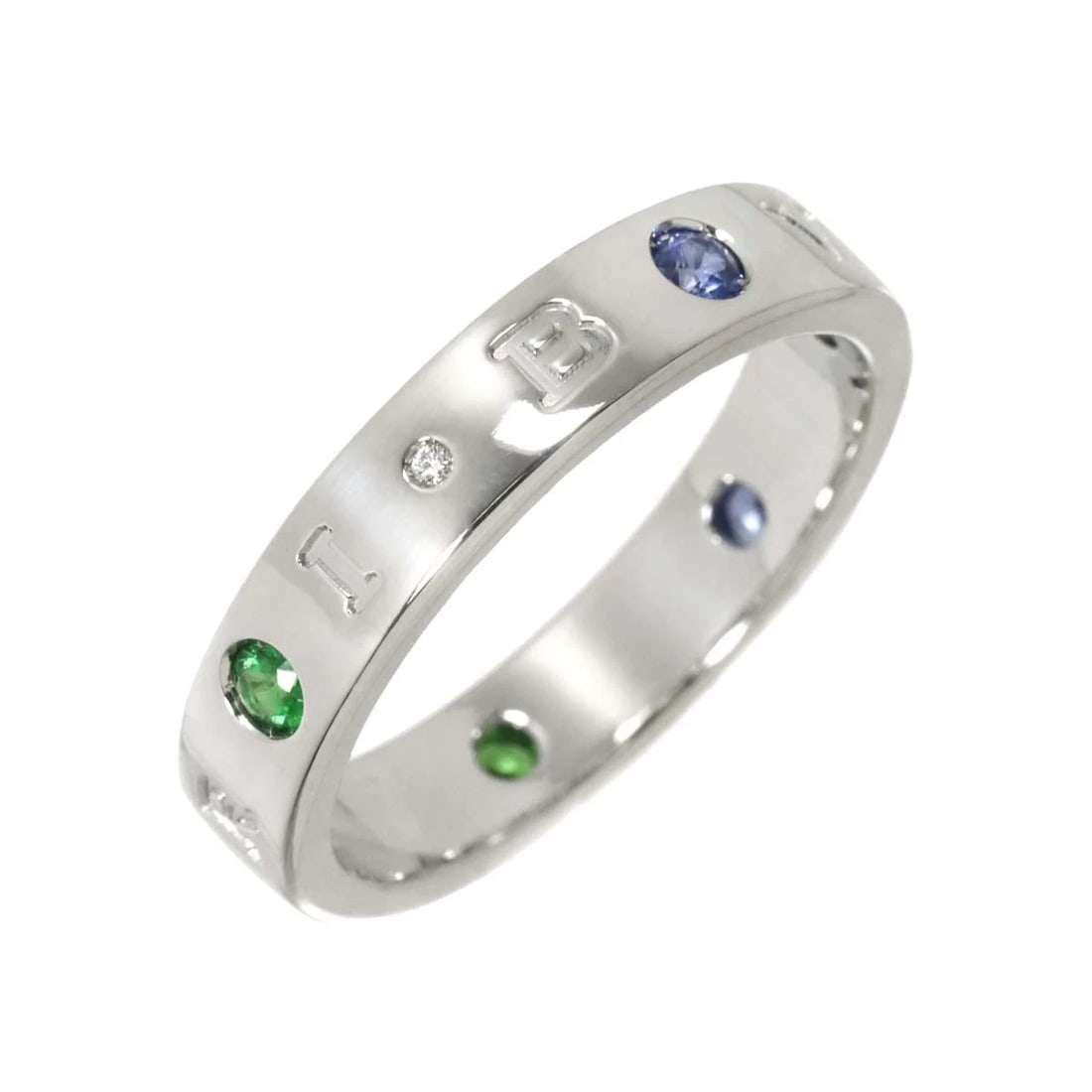 BVLGARI MULTI STONE RING 18K WG 750: BVLGARI Multi Stone Ring 18K WG 750 Brand: BVLGARI Type: Ring Material: 18K White Gold Main Stone Natural Color: White Gold Size: 66/11(US) Accessories: None Accessories Notice: When purch