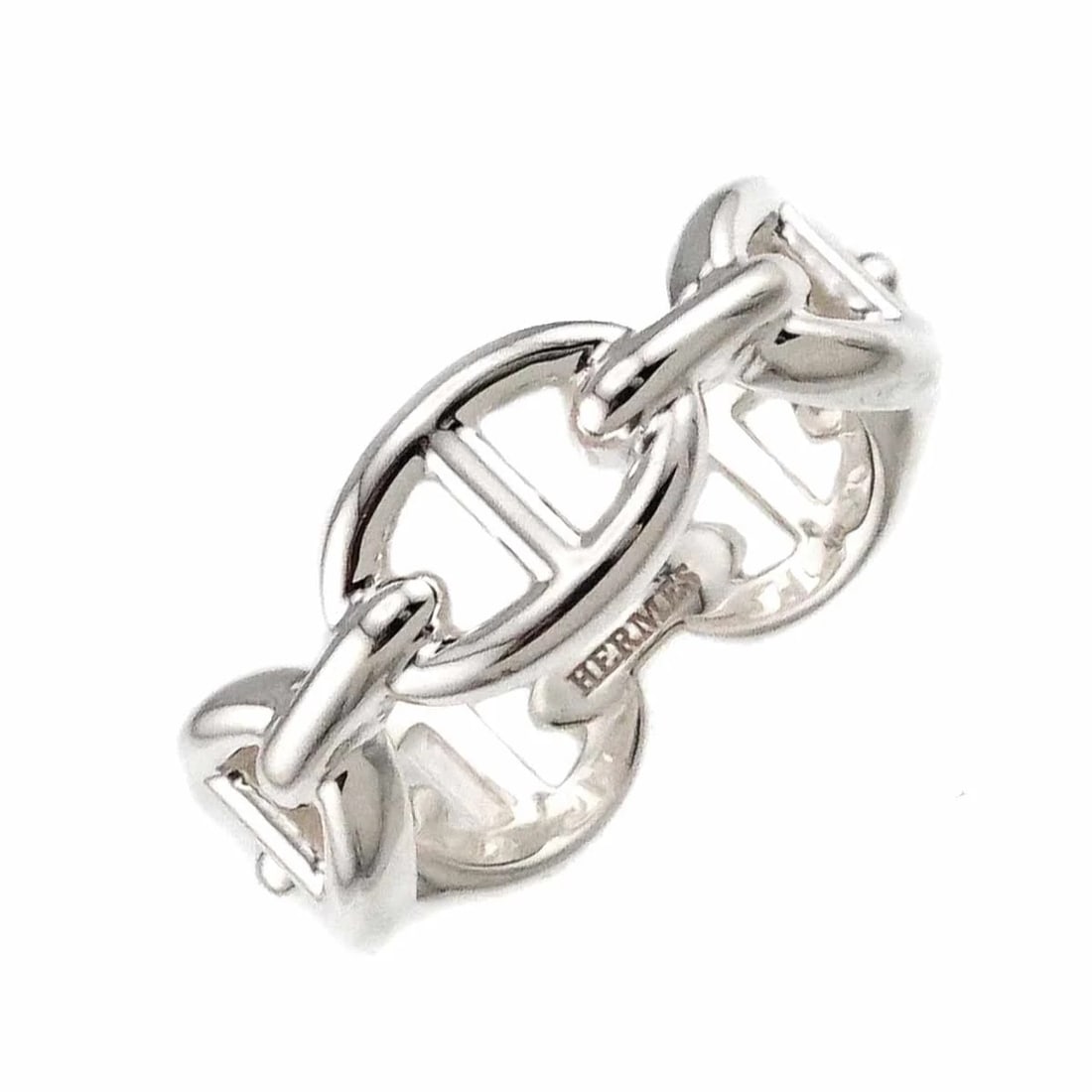 HERMES CHAINE DANCRE PM RING SILVER 925: HERMES Chaine dancre PM Ring Silver 925 Brand: HERMES Type: Ring Material: SV Color: Silver Size: 54/6.75(US) Accessories: None Accessories Notice: When purchasing pre-owned goods, please