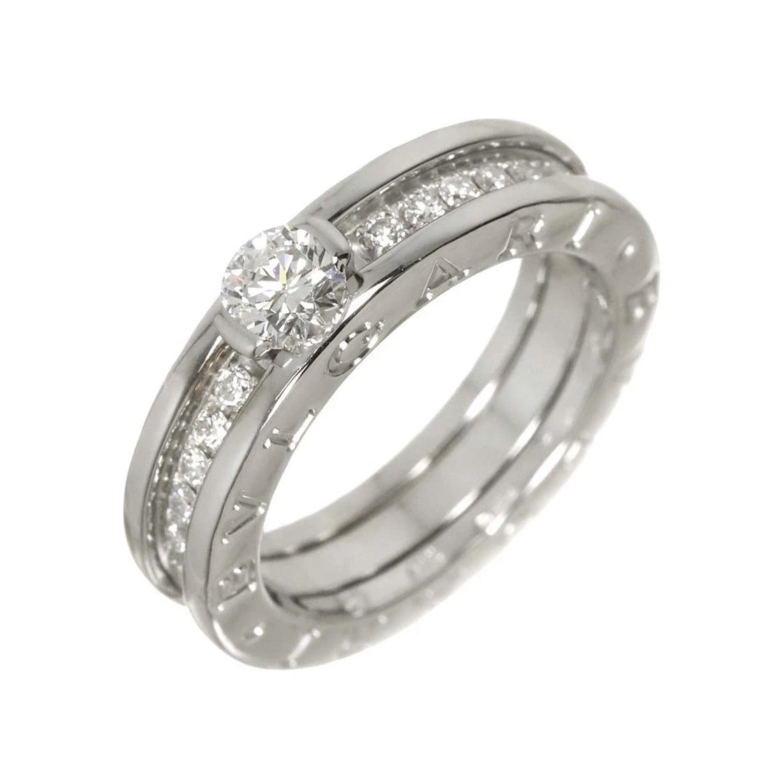BVLGARI B-ZERO1 DIAMOND RING 18K WG: BVLGARI B-ZERO1 Diamond Ring 18K WG Brand: BVLGARI Type: Ring Material: 18K White Gold Main Stone Natural Color: White Gold Size: 49/4.75-5(US) Accessories: None Accessories Notice: When p