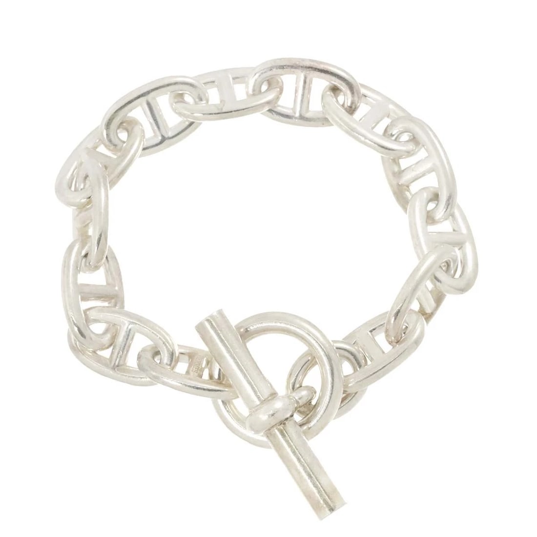 HERMES CHAINE DANCRE TGM BRACELET SILVER 925: HERMES Chaine dancre TGM Bracelet Silver 925 Brand: HERMES Type: Bracelet Material: SV Color: Silver Size: Full length:apporox.9.8inch Inner circumference 7.9inch Width:(max.) 14.2 mm Accessories