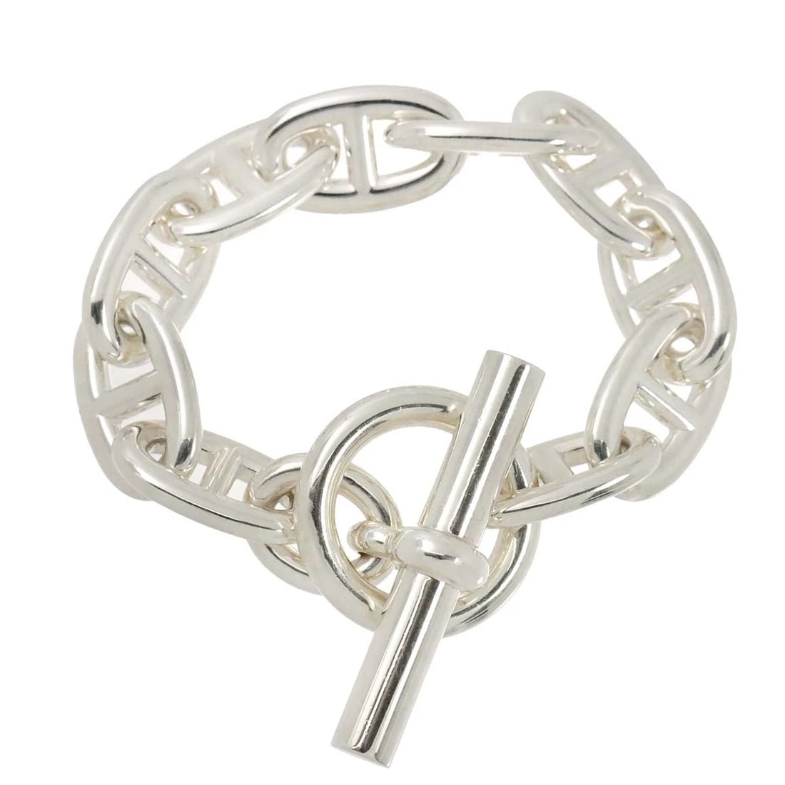 HERMES CHAINE DANCRE TGM BRACELET SILVER 925: HERMES Chaine dancre TGM Bracelet Silver 925 Brand: HERMES Type: Bracelet Material: SV Color: Silver Size: Full length:apporox.7.9inch Inner circumference 5.9inch Width:(max.) 14 mm Accessories: