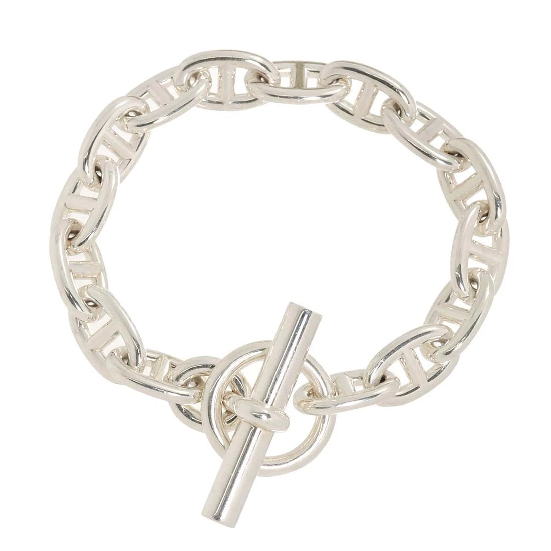 HERMES CHAINE DANCRE MM BRACELET SILVER 925: HERMES Chaine dancre MM Bracelet Silver 925 Brand: HERMES Type: Bracelet Material: SV Color: Silver Size: Full length:apporox.7.9inch Length:apporox. 6.3inch Width:(max.) 10 mm Accessories: None