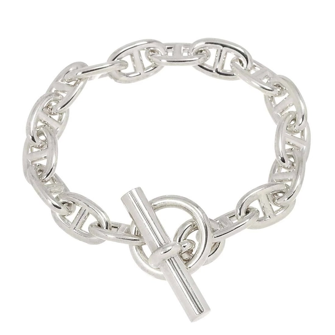HERMES CHAINE DANCRE MM BRACELET SILVER 925: HERMES Chaine dancre MM Bracelet Silver 925 Brand: HERMES Type: Bracelet Material: SV Color: Silver Size: Full length:apporox.8.3inch Length:apporox. 6.7inch Width:(max.) 10 mm Accessories: None
