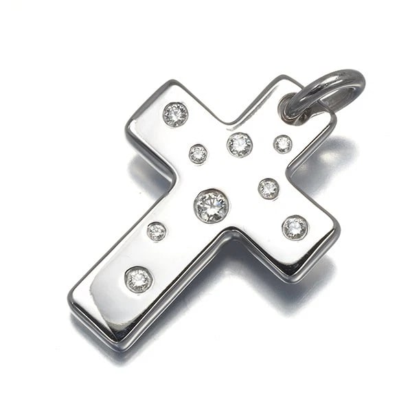 TIFFANY&CO. PENDANT DIAMOND DOTS CROSS 18K 750 WHITE GOLD: Tiffany&Co. Pendant Diamond Dots Cross 18K 750 White Gold Brand: Tiffany & Co. Type: Pendant Material: Metal White Gold Main Stone Natural Color: White Gold Size: Design size: 23.4 x 17.4mm 