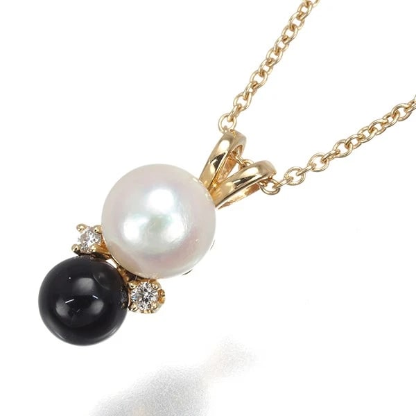 TIFFANY&CO. NECKLACE PEARL ONYX DIAMOND 14K: Tiffany&Co. Necklace Pearl Onyx Diamond 14K Brand: Tiffany & Co. Type: Necklace Material: Metal Yellow Gold Main Stone Natural Color: Yellow Gold Size: Necklace length: 40cm Accessories: None
