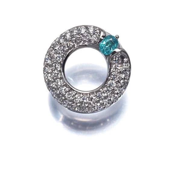 PARAIBA TOURMALINE DIAMOND: Paraiba Tourmaline Diamond Brand: Unbranded Type: Pendant Material: Metal Platinum Main Stone Natural Color: Platinum Size: Design size: 14.9 x 14.4mm Accessories: None Accessories Notice: