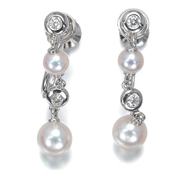 MIKIMOTO EARRINGS AKOYA PEARL: Mikimoto Earrings Akoya Pearl Brand: MIKIMOTO Type: Earrings Material: Metal White Gold Color: White Gold Size: Full length of total design: 24.6mm Accessories: None Accessories Notice: When