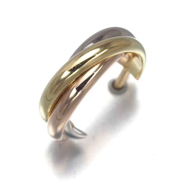 CARTIER SINGLE EARRING TRINITY 3COLOR HOOP 18K: Cartier Single Earring Trinity 3color Hoop 18K Brand: Cartier Type: Single Earring Material: Metal Multi-Tone Gold Color: Multi-Tone Gold Size: Design size: length 12.7 x width 12.6 x