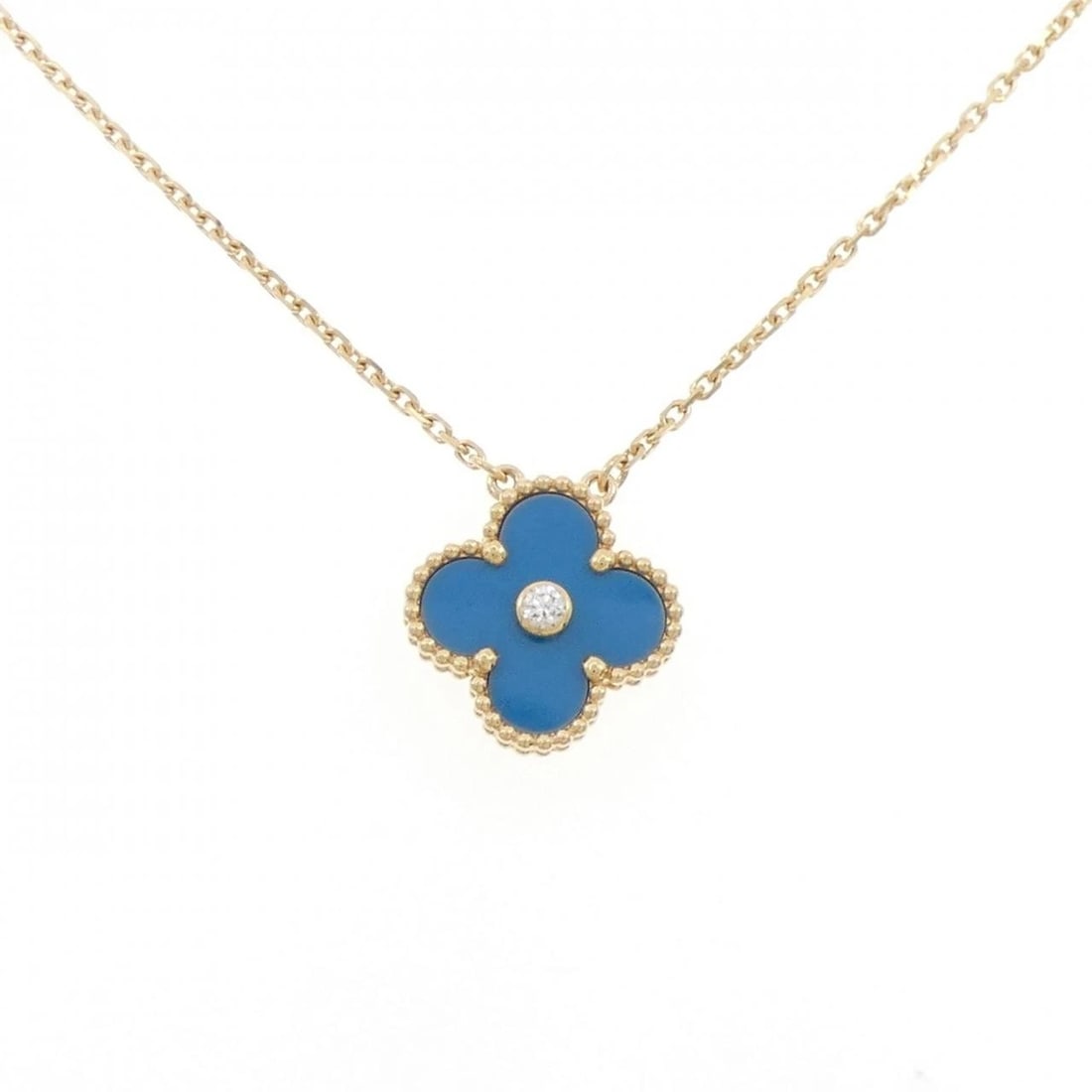 VAN CLEEF & ARPELS ALHAMBRA NECKLACE: Van Cleef & Arpels Alhambra Necklace Brand: Van Cleef & Arpels Type: Necklace Material: 750 Yellow Gold Sevres Main Stone Natural Color: Yellow Gold Sevres Size: 37 42cmActualSize Pendant top