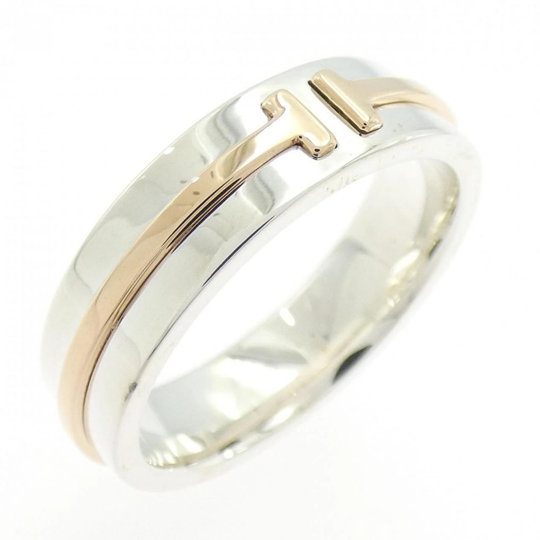 TIFFANY T TO RING: Tiffany T To Ring Brand: Tiffany Type: Ring Material: 925 Silver 750 Pink Gold Color: Silver Pink Gold Size: 9-9.5 (US size) Accessories: None Accessories Notice: When purchasing pre-owned