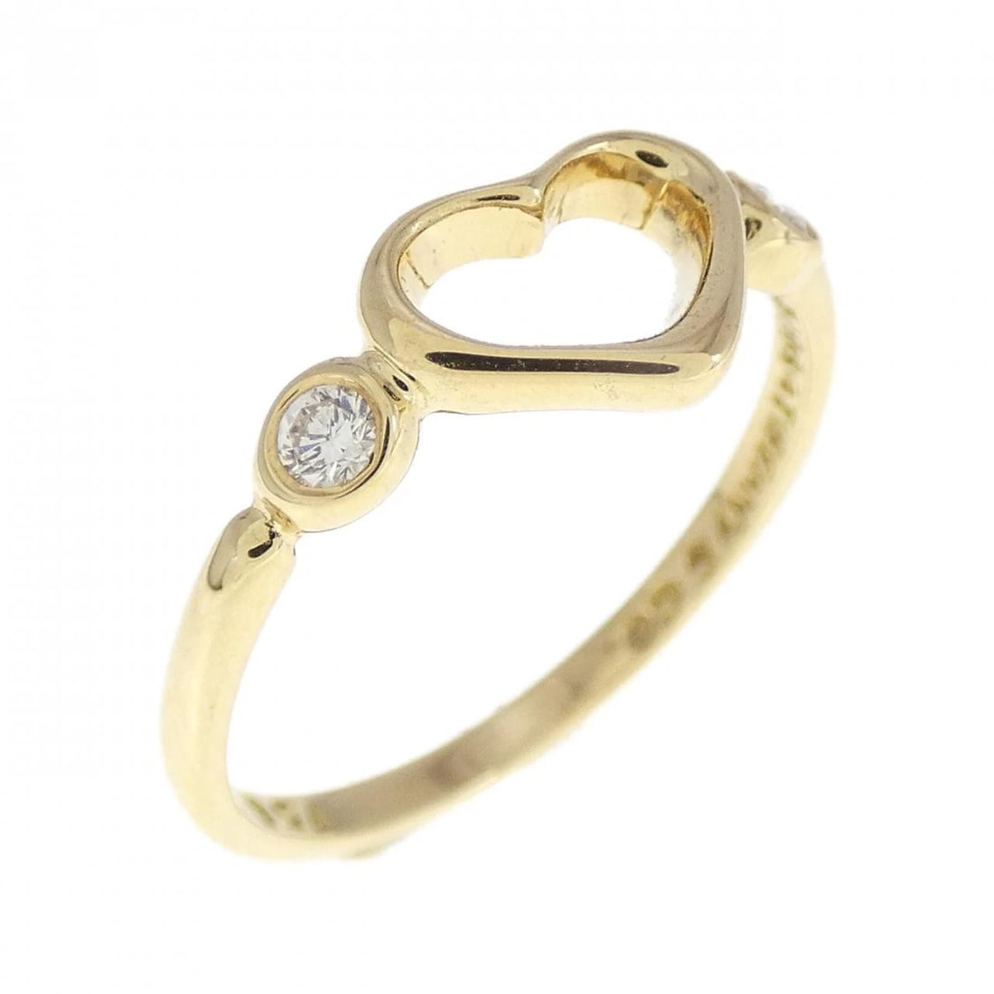 TIFFANY & CO. OPEN HEART RING: Tiffany & Co. Open Heart Ring Brand: Tiffany Type: Ring Material: 750 Yellow Gold Main Stone Natural Color: Yellow Gold Size: 4.5-5 (US size) Accessories: None Accessories Notice: When