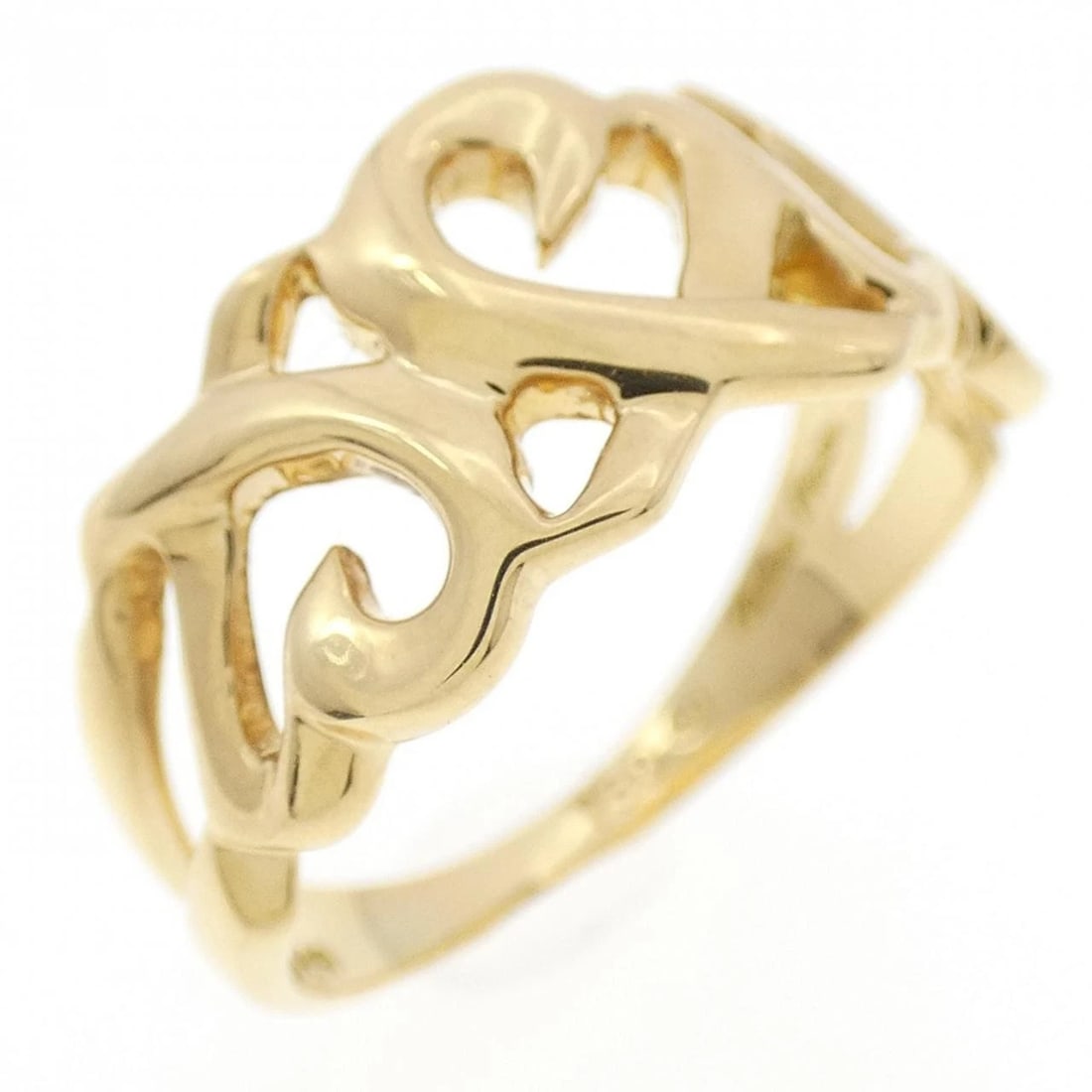 TIFFANY TRIPLE LOVING HEART RING: Tiffany Triple Loving Heart Ring Brand: Tiffany Type: Ring Material: 750 Yellow Gold Color: Yellow Gold Size: 4.5-5 (US size) Accessories: None Accessories Notice: When purchasing pre-owned